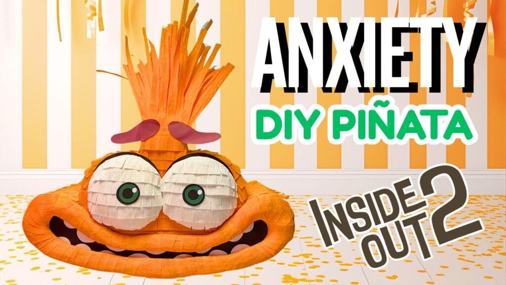 anxiety inside out pinata tutorial, how to make an an inside out 2 anxiety pinata, como hacer una pinata de Intensamente Ansiedad